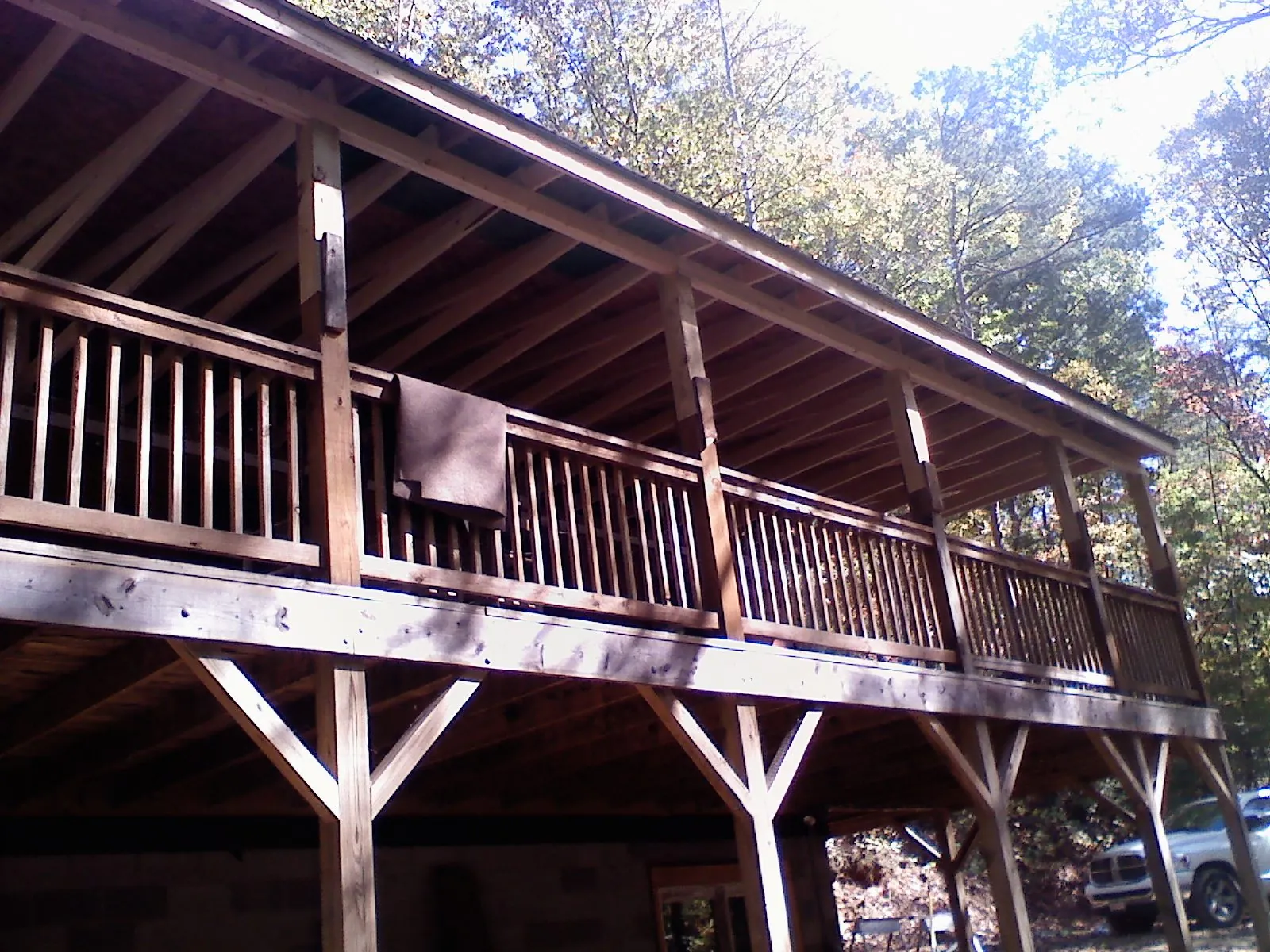 Timber framing under a new elevated porch and deck — Roof Leak Repair in Pleasant Hall by Roofing Brothers